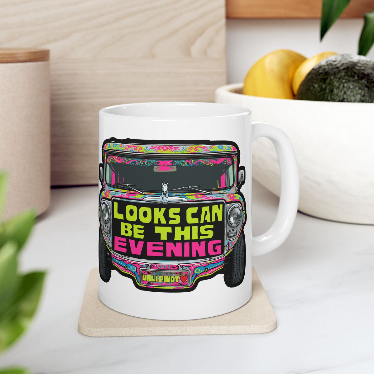 Looks Can Be this Evening Jeepney White Mug