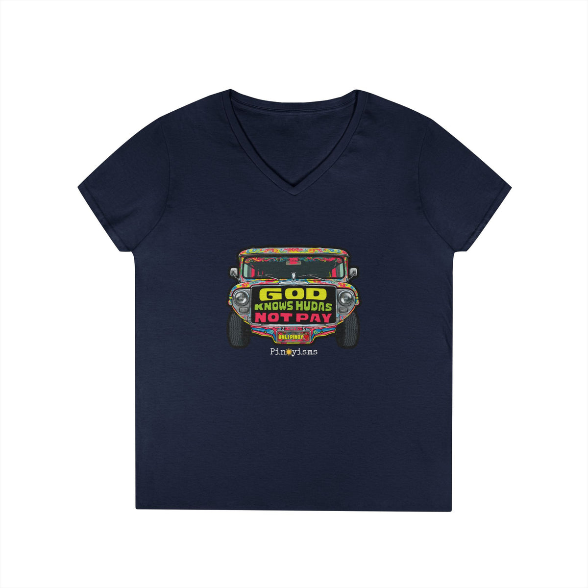 God Knows Hudas Not Pay Jeepney V-Neck Shirt