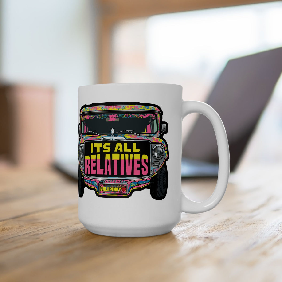 It's All Relatives Jeepney White Mug