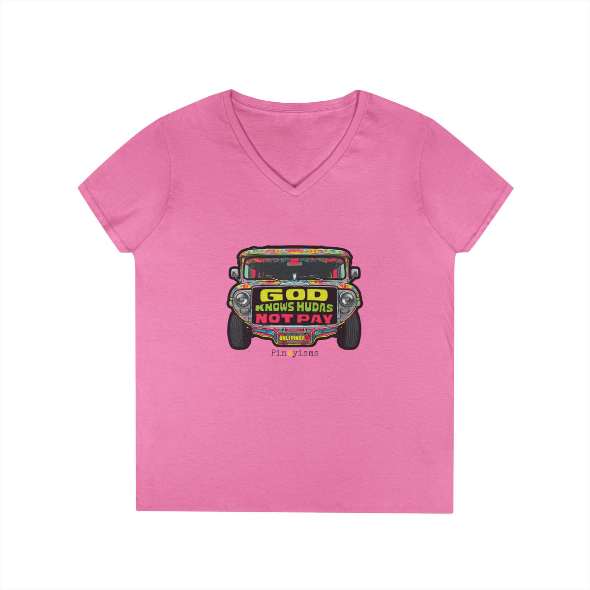 God Knows Hudas Not Pay Jeepney V-Neck Shirt