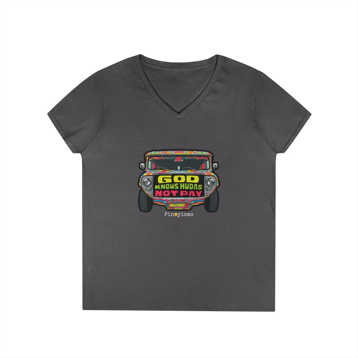 God Knows Hudas Not Pay Jeepney V-Neck Shirt