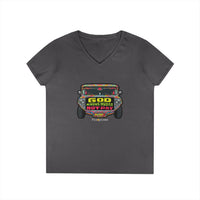 God Knows Hudas Not Pay Jeepney V-Neck Shirt