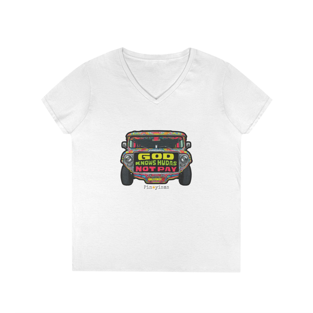 God Knows Hudas Not Pay Jeepney V-Neck Shirt