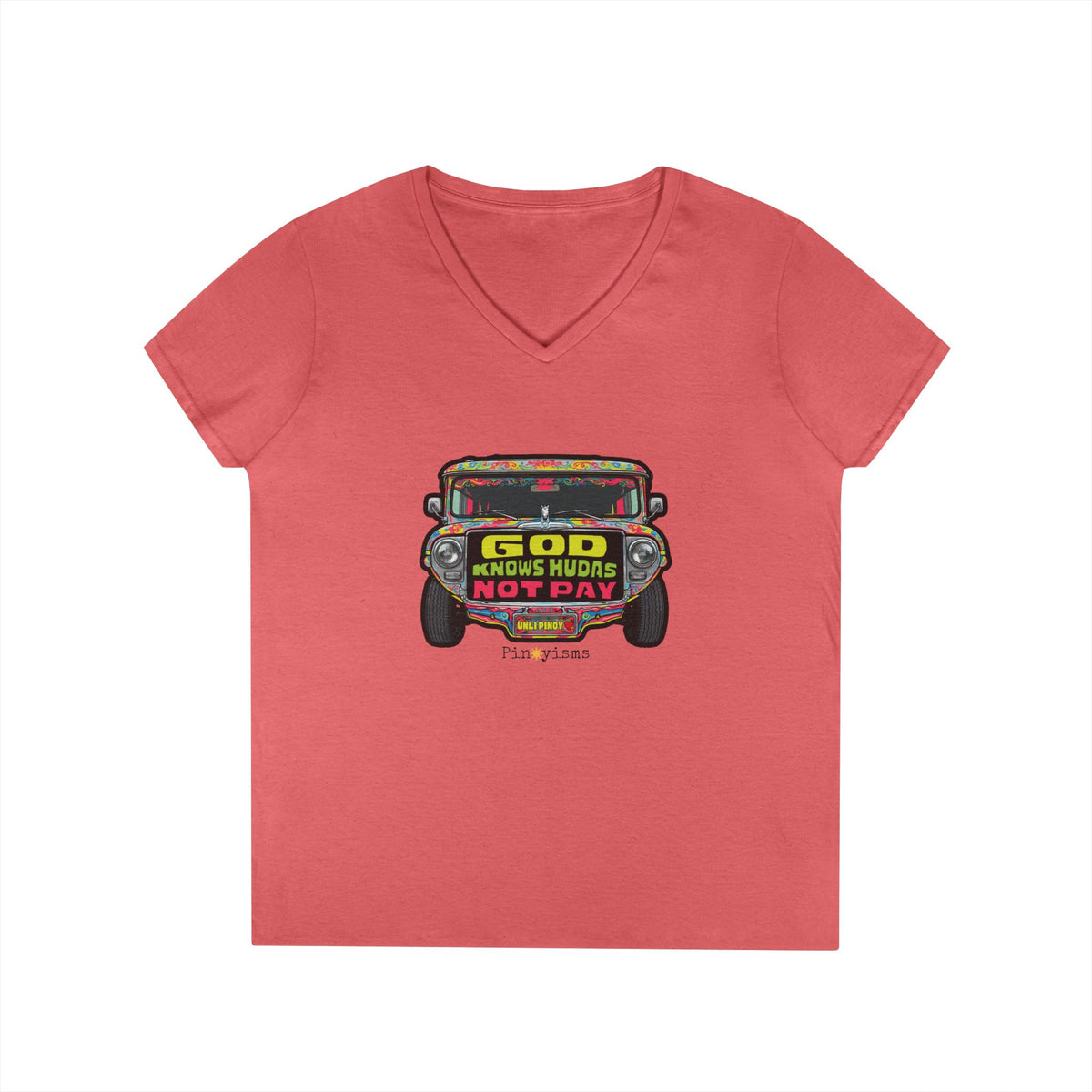 God Knows Hudas Not Pay Jeepney V-Neck Shirt