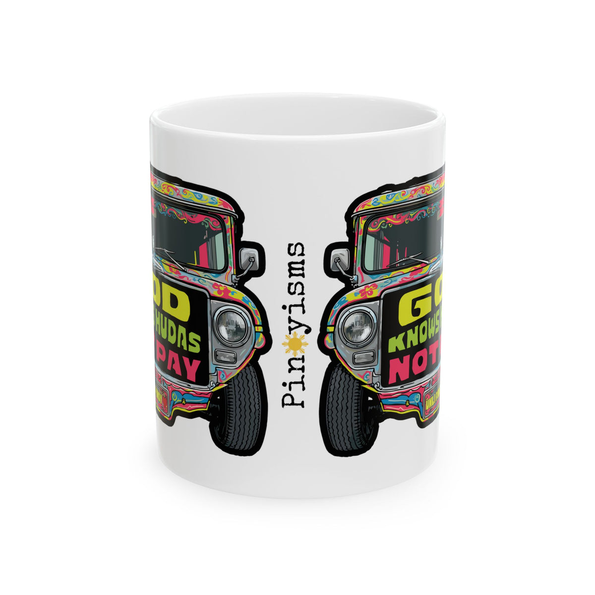 God Knows Judas Not Pay Jeepney White Mug