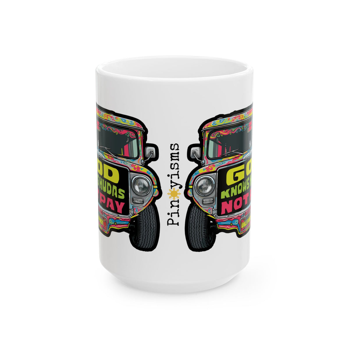 God Knows Judas Not Pay Jeepney White Mug