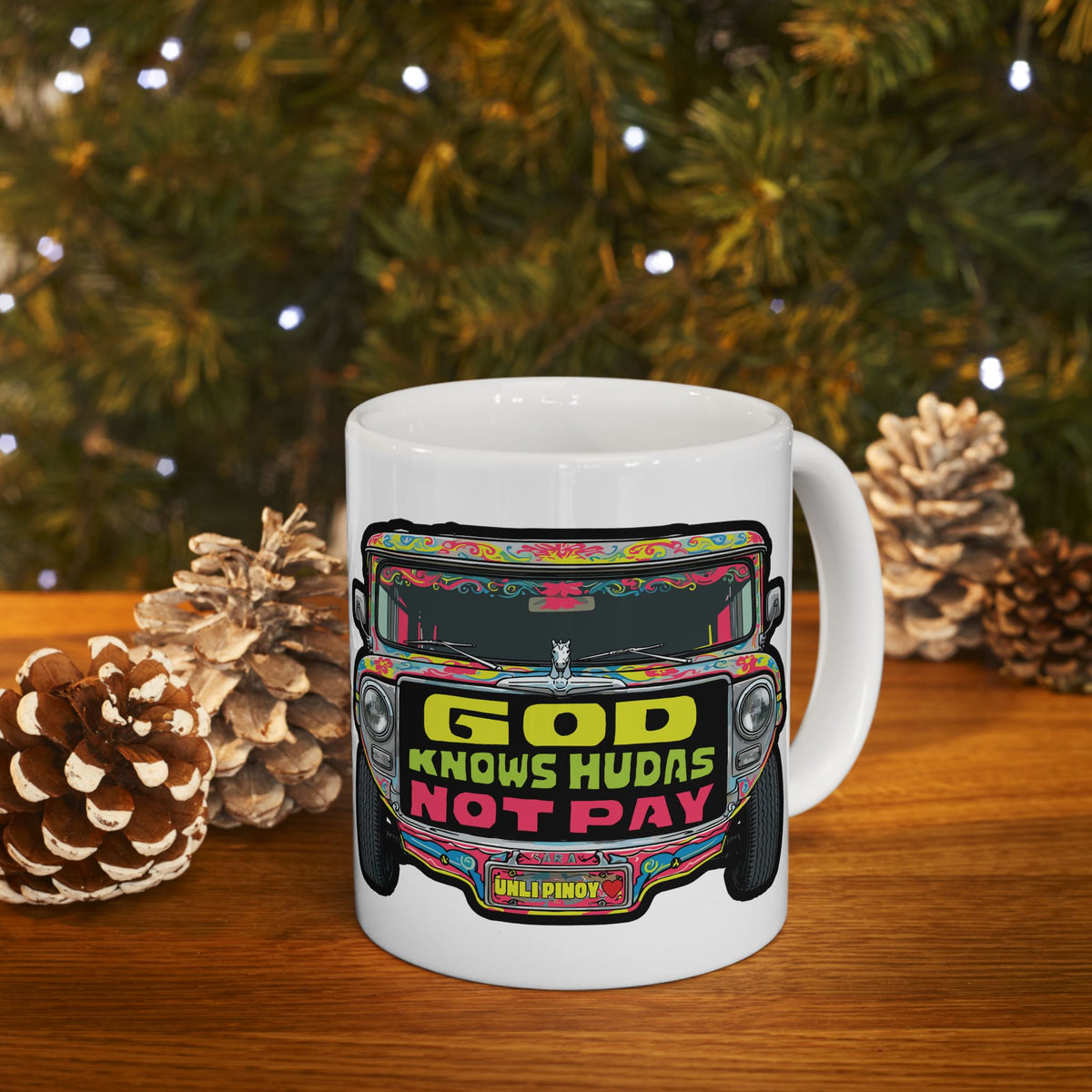 God Knows Judas Not Pay Jeepney White Mug